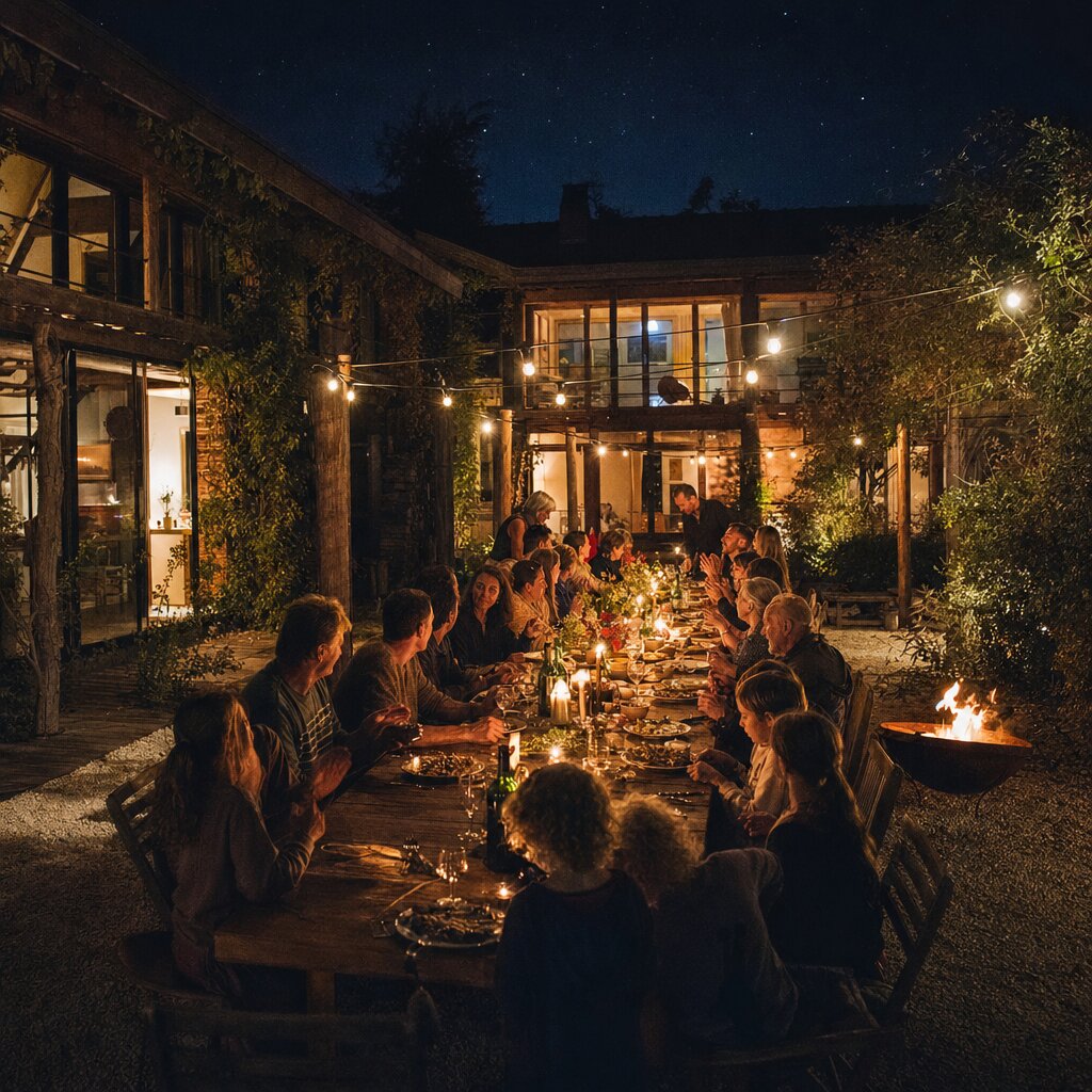 Community dinner under the stars